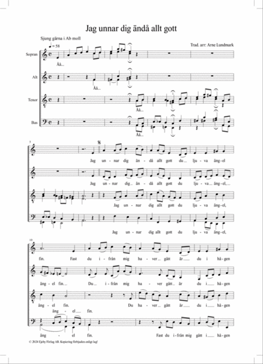 Jag unnar dig ändå allt gott 4-Part scores gallery preview page 2