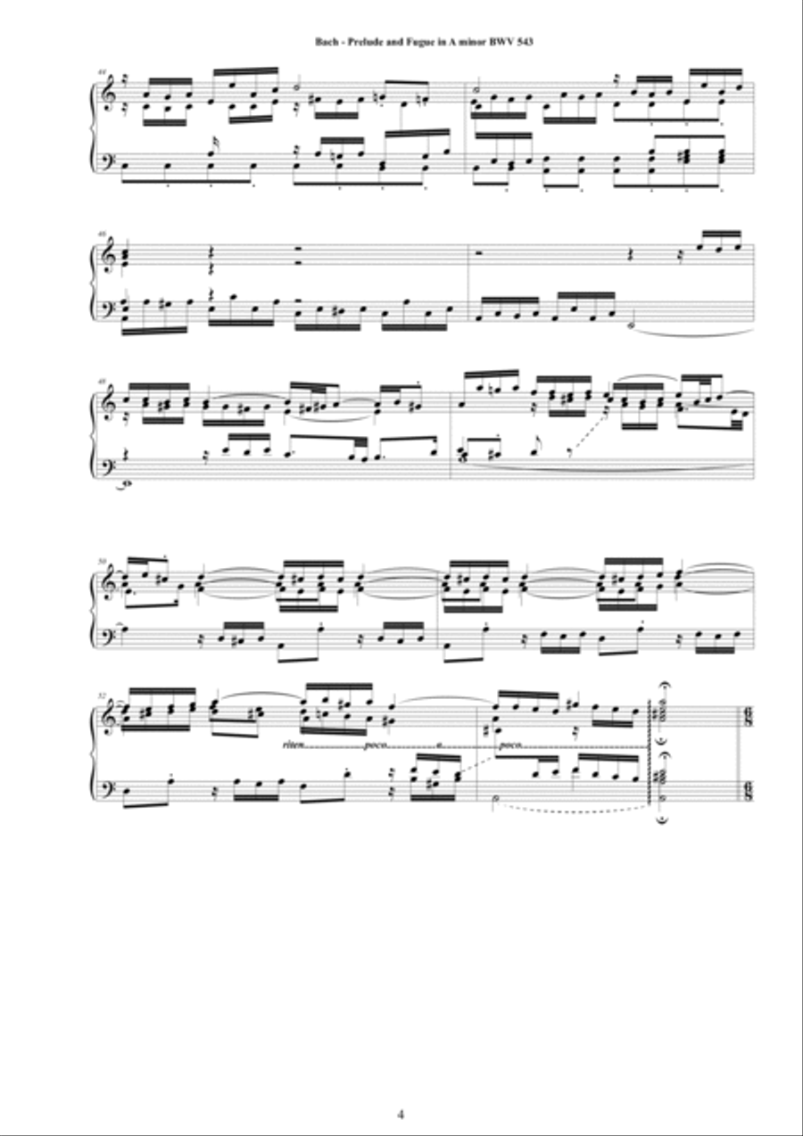 Bach - Prelude and Fugue in A minor BWV 543 for Harpsichord or Piano Harpsichord scores gallery preview page 4