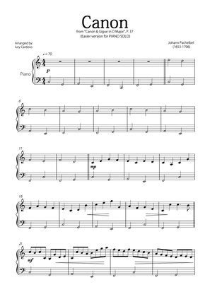 "Canon" by Pachelbel - EASY version for PIANO SOLO