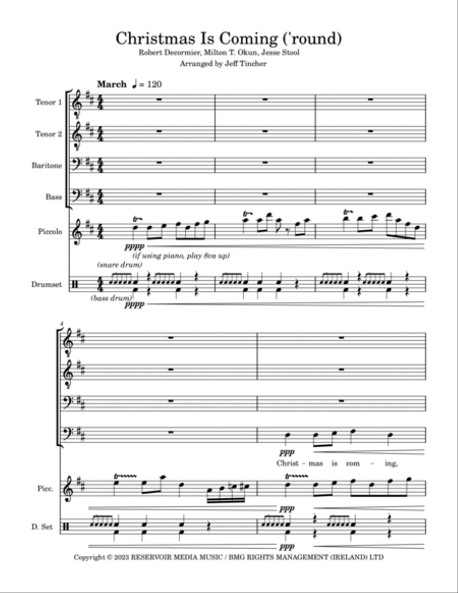 Christmas Is Coming ('round) TTBB scores gallery preview page 2