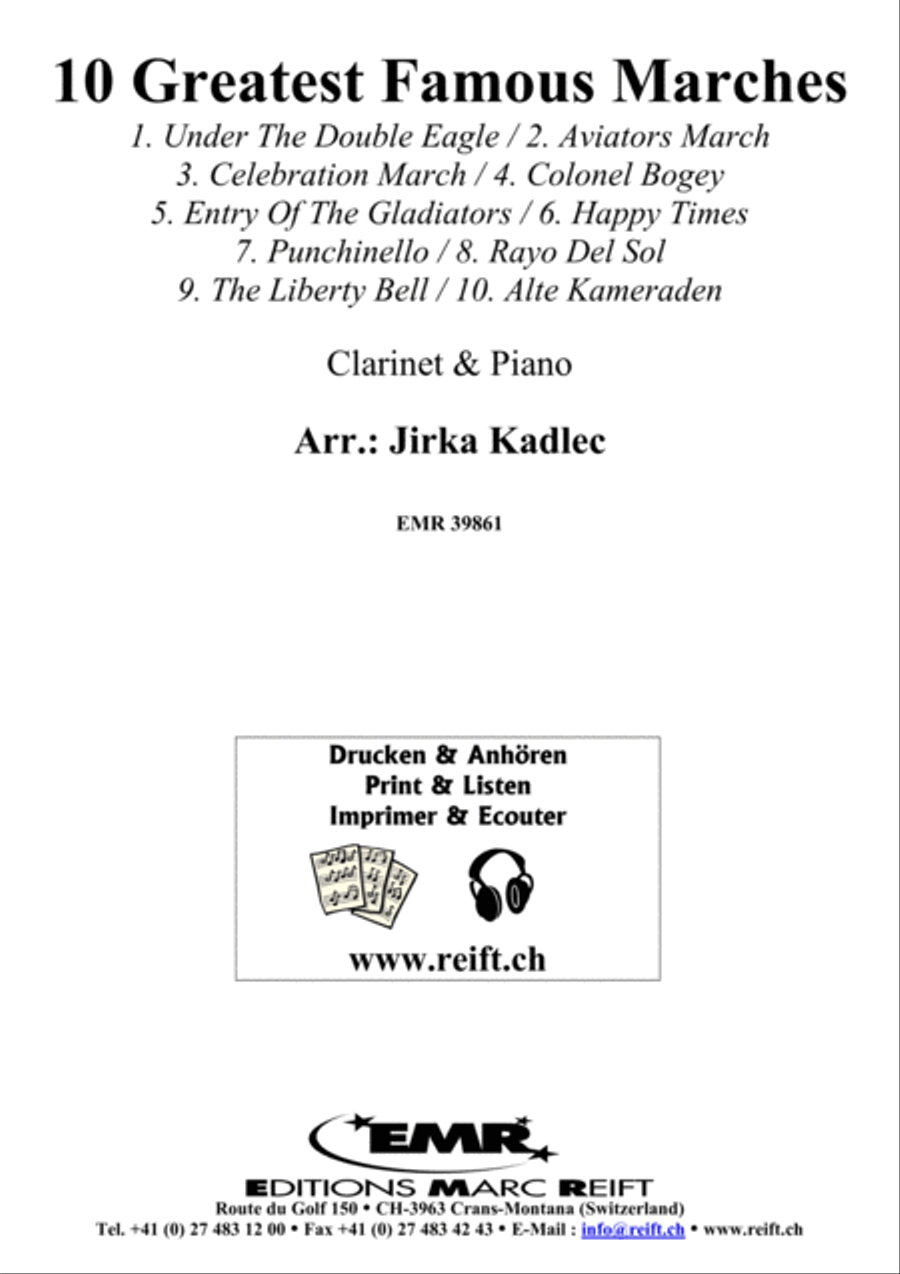 10 Greatest Famous Marches Clarinet Solo scores gallery preview page 1