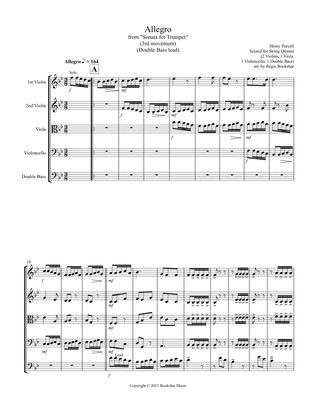 Allegro (from "Sonata for Trumpet") (Bb) (String Quintet - 2 Violins, 1 Viola, 1 Cello, 1 Bass) (Dou