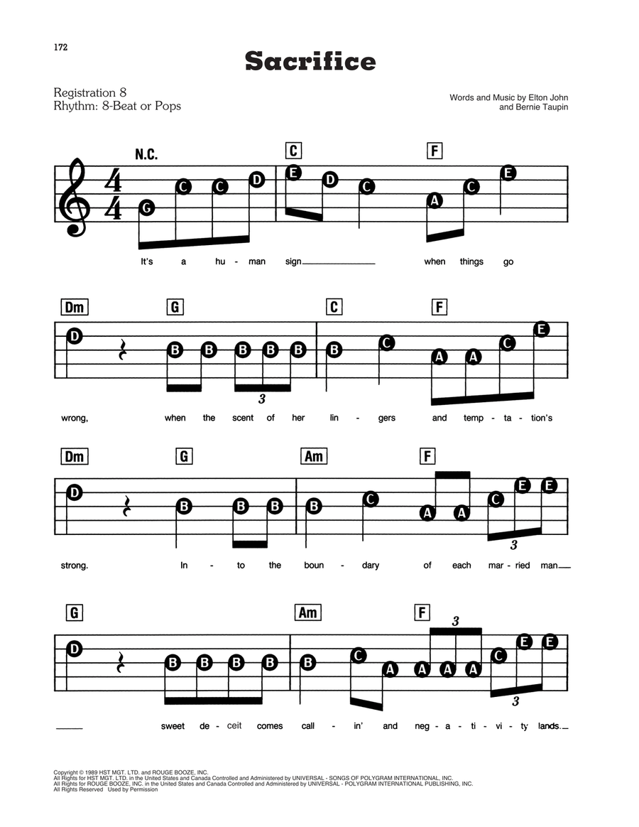 Sacrifice Electronic Keyboard scores gallery preview page 1