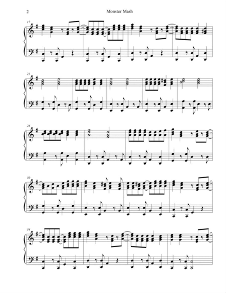 Monster Mash Piano Solo scores gallery preview page 2