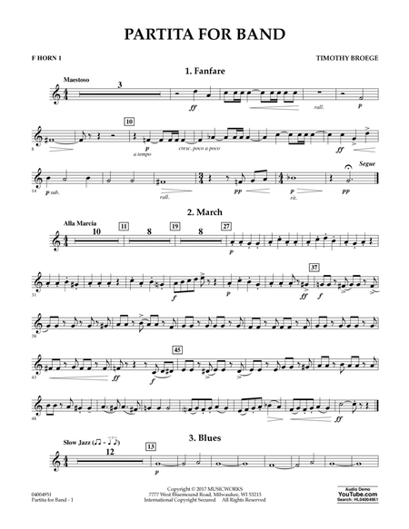 Partita for Band - F Horn 1