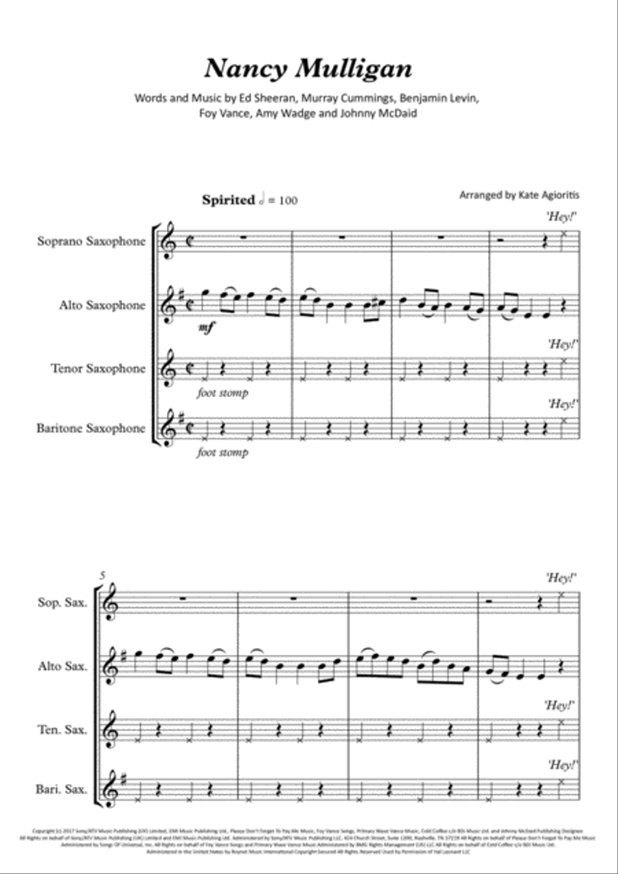 Nancy Mulligan Saxophone Quartet scores gallery preview page 2