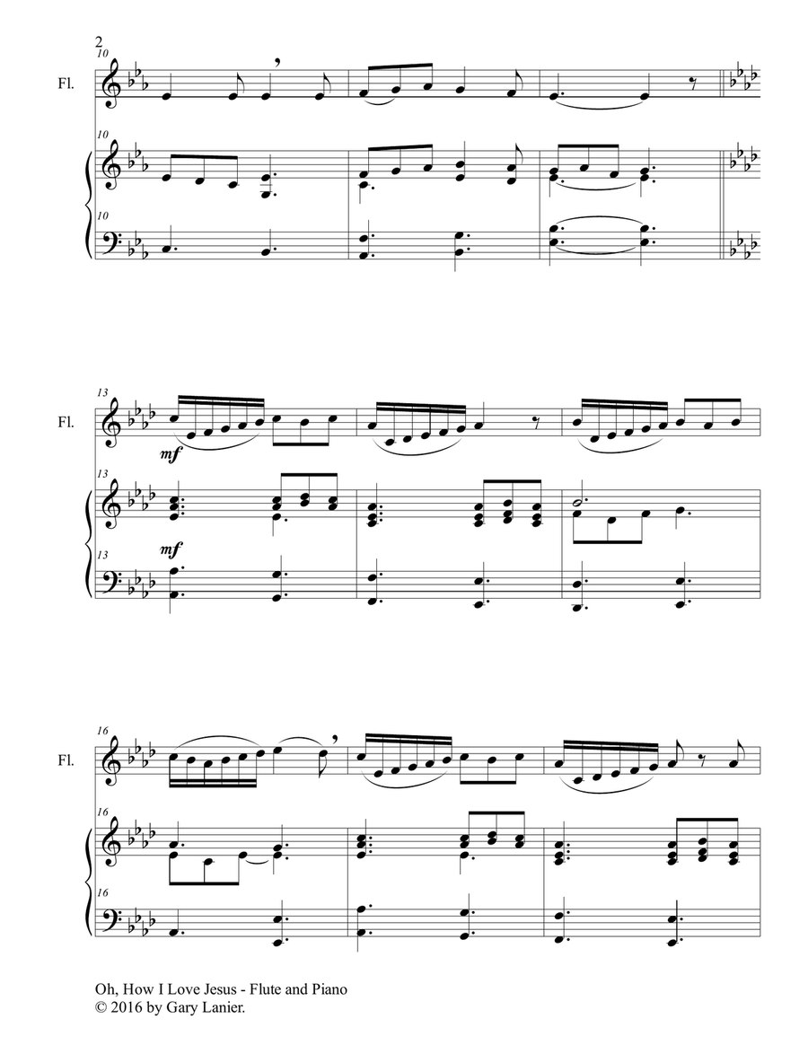 OH, HOW I LOVE JESUS (Duet – Flute & Piano with Parts) Flute Solo scores gallery preview page 3