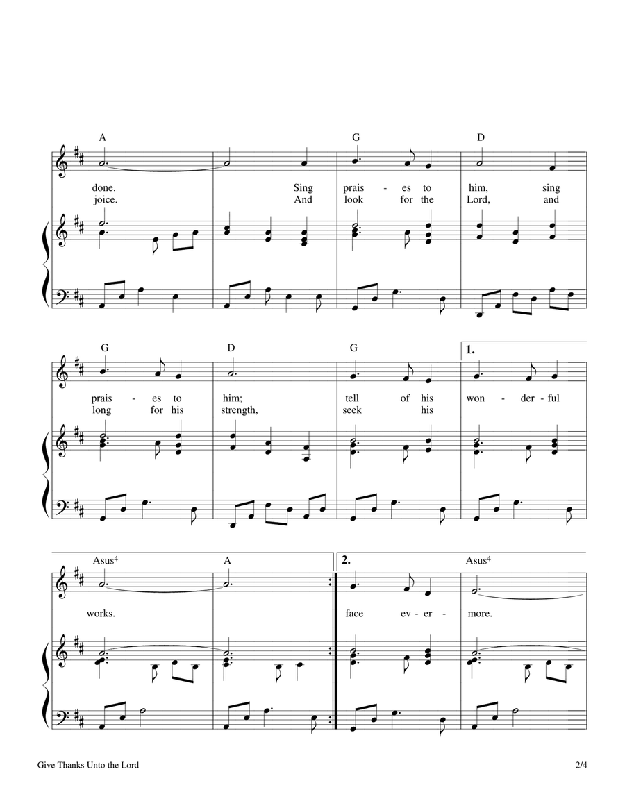Give Thanks Unto the Lord (Psalm 105) Piano, Vocal scores gallery preview page 2