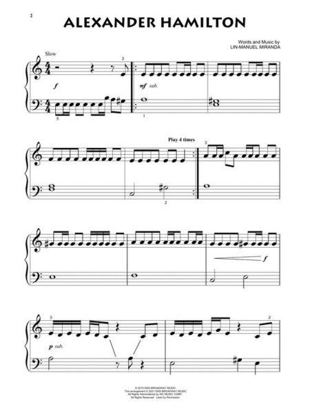 Hamilton – Beginning Piano Solo