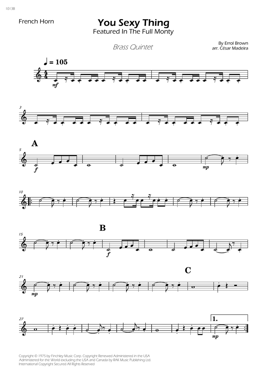 You Sexy Thing Brass Quintet scores gallery preview page 5