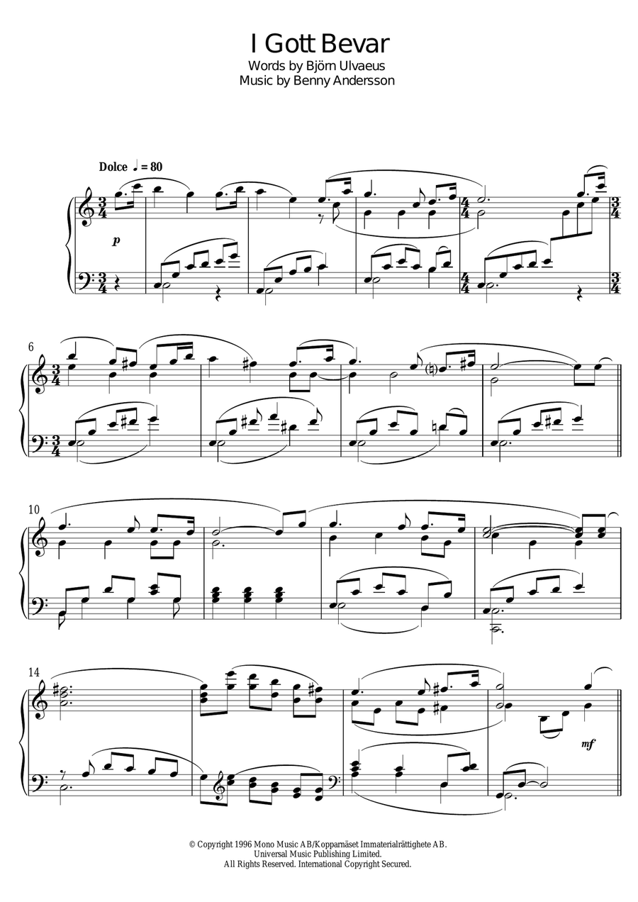 I Gott Bevar Piano Solo scores gallery preview page 1