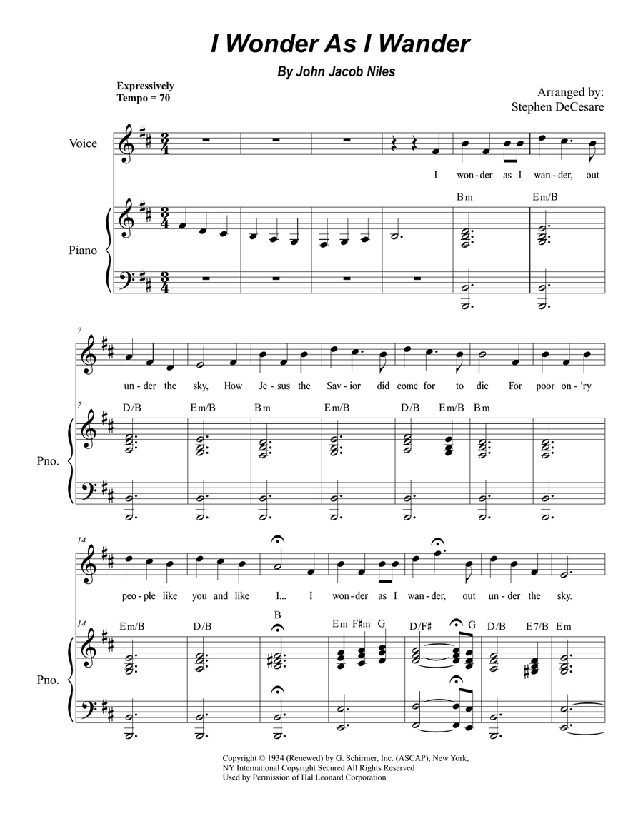 I Wonder As I Wander High Voice scores gallery preview page 1