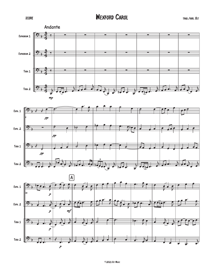 Wexford Carol Brass Quartet scores gallery preview page 1