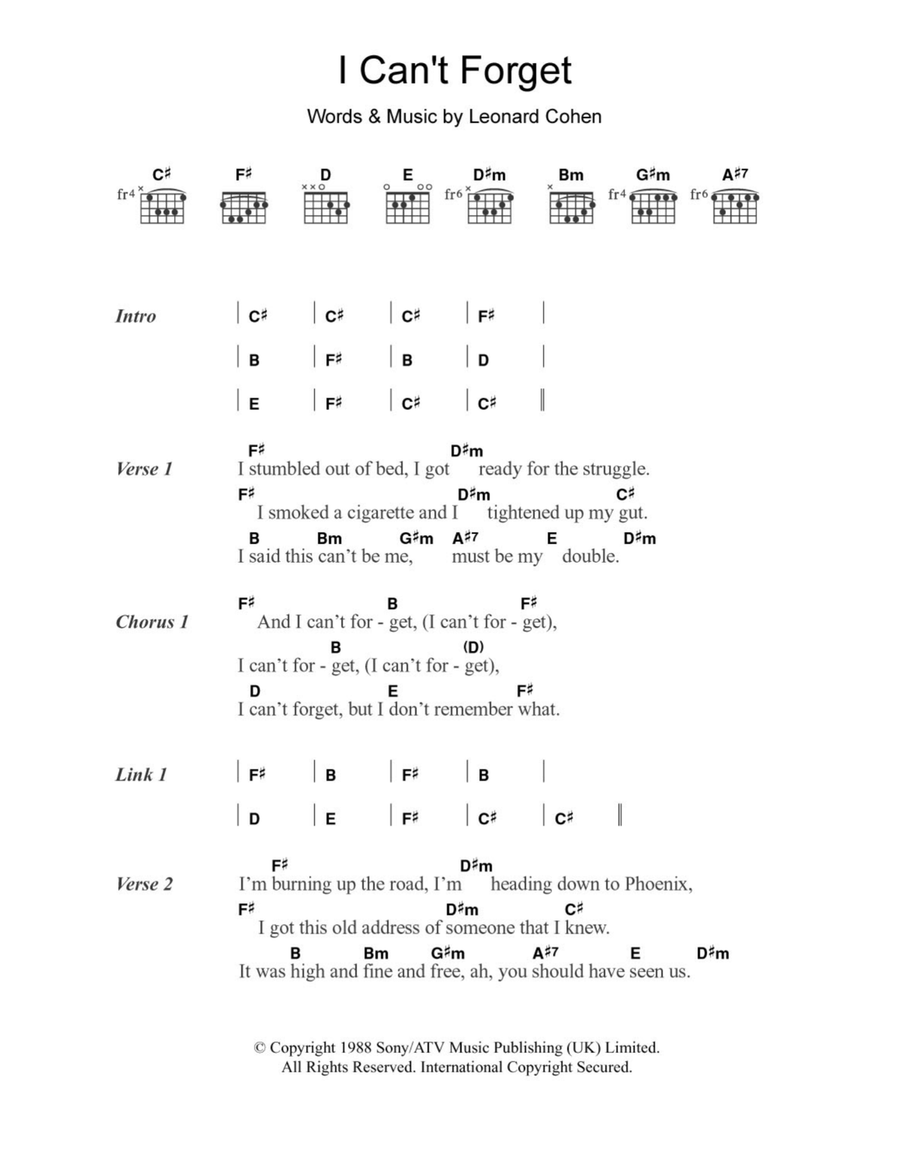 I Can't Forget Acoustic Guitar scores gallery preview page 1