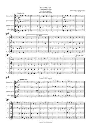 Susato: Danserye (1551) A Selection of Six Pieces - clarinet quartet