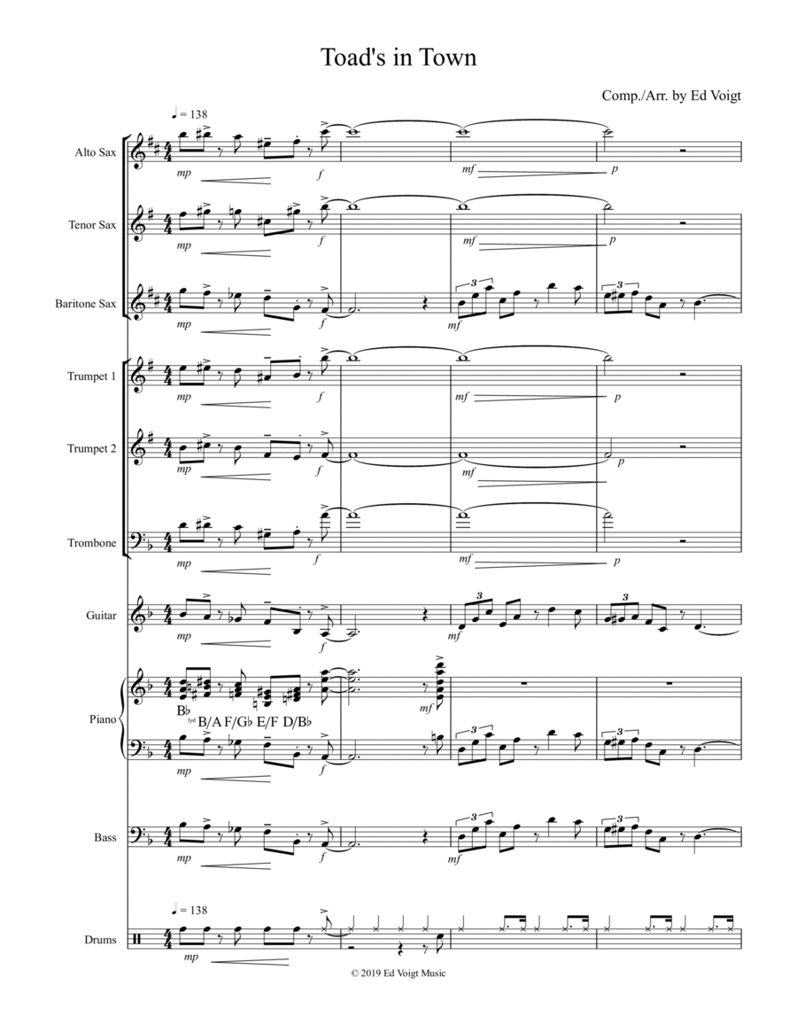 Toad's in Town Toad's in Town Large Ensemble scores gallery preview page 1