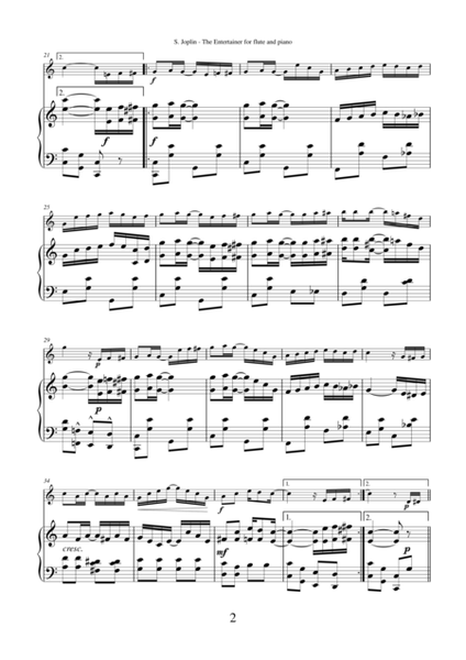 The Entertainer by Scott Joplin, transcription for flute and piano