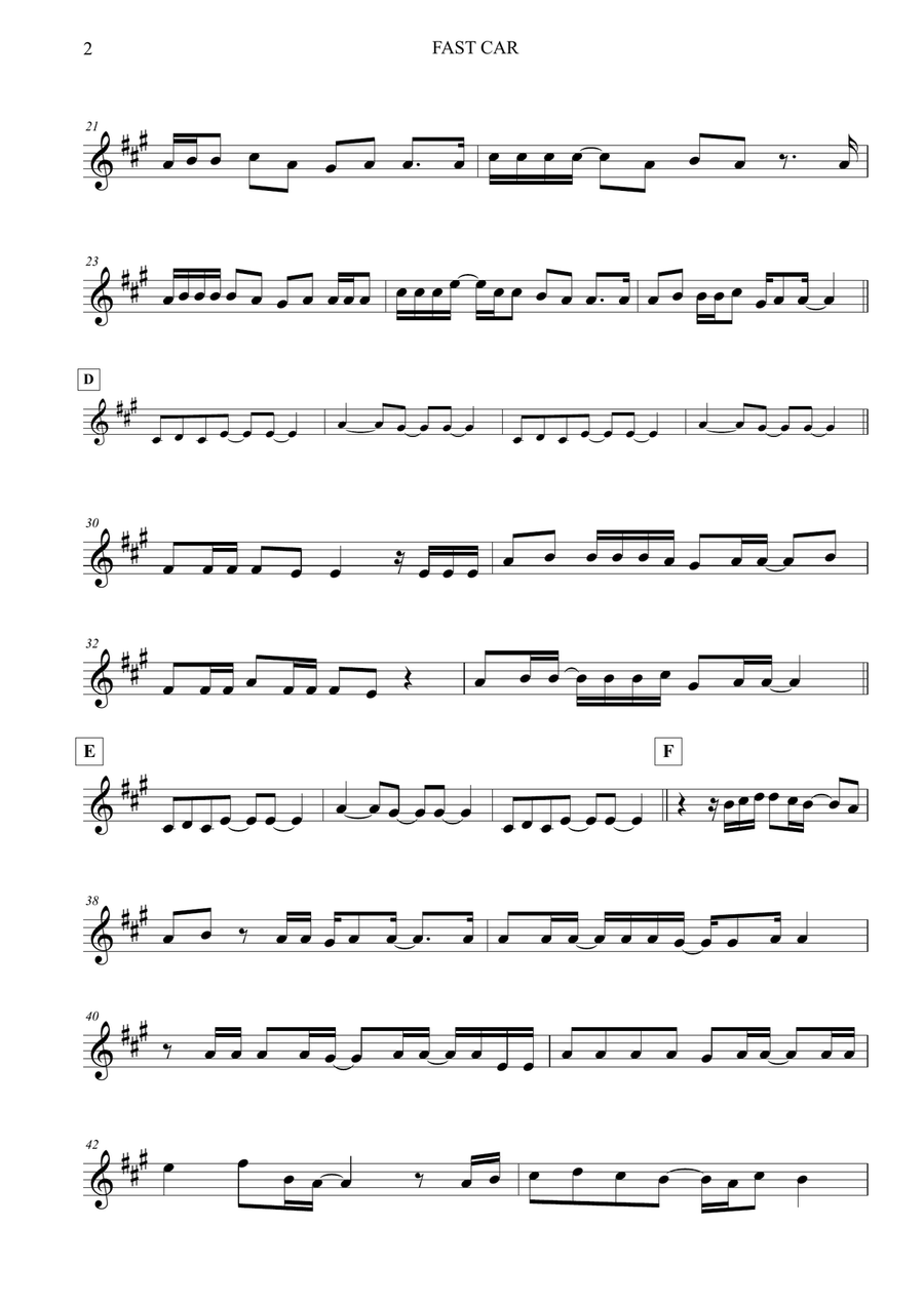 Fast Car Violin Solo scores gallery preview page 2