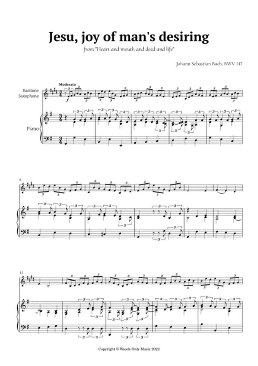Jesu, joy of man's desiring by Bach for Baritone Sax and Piano image number null