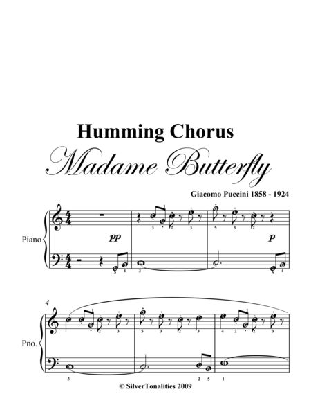 Humming Chorus Easy Piano Sheet Music