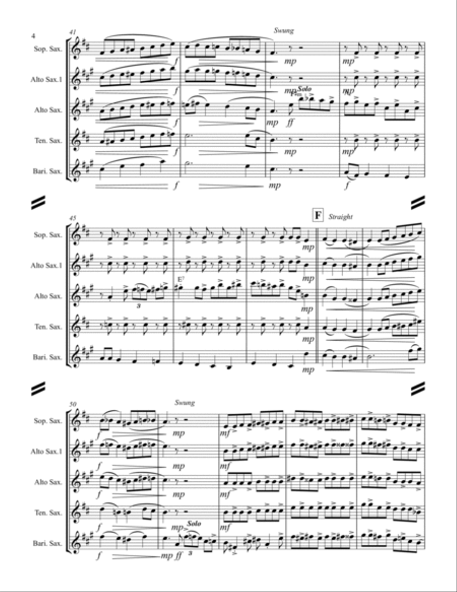 I Saw Mommy Kissing Santa Claus Saxophone Quartet scores gallery preview page 5