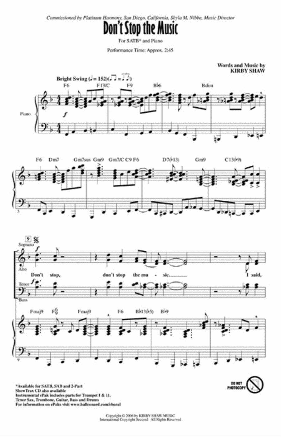 Don't Stop the Music Don't Stop the Music Vocal Jazz Ensemble scores gallery preview page 2