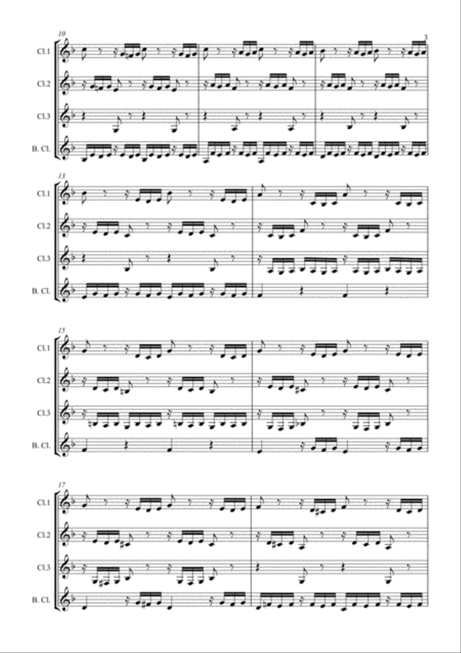 Prelude and Fugue II (BWV 847) for Clarinet Quartet Clarinet Quartet scores gallery preview page 3