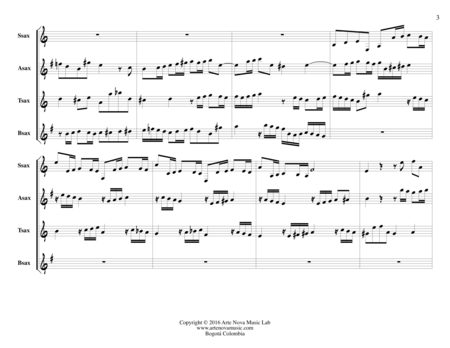 Fugue No 16 in G Minor, BWV 861 - Saxophone Quartet image number null