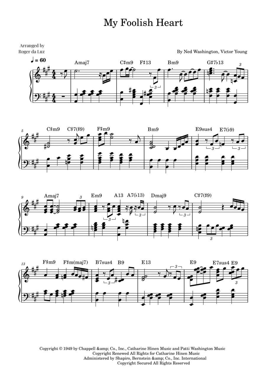 My Foolish Heart Piano Solo scores gallery preview page 1