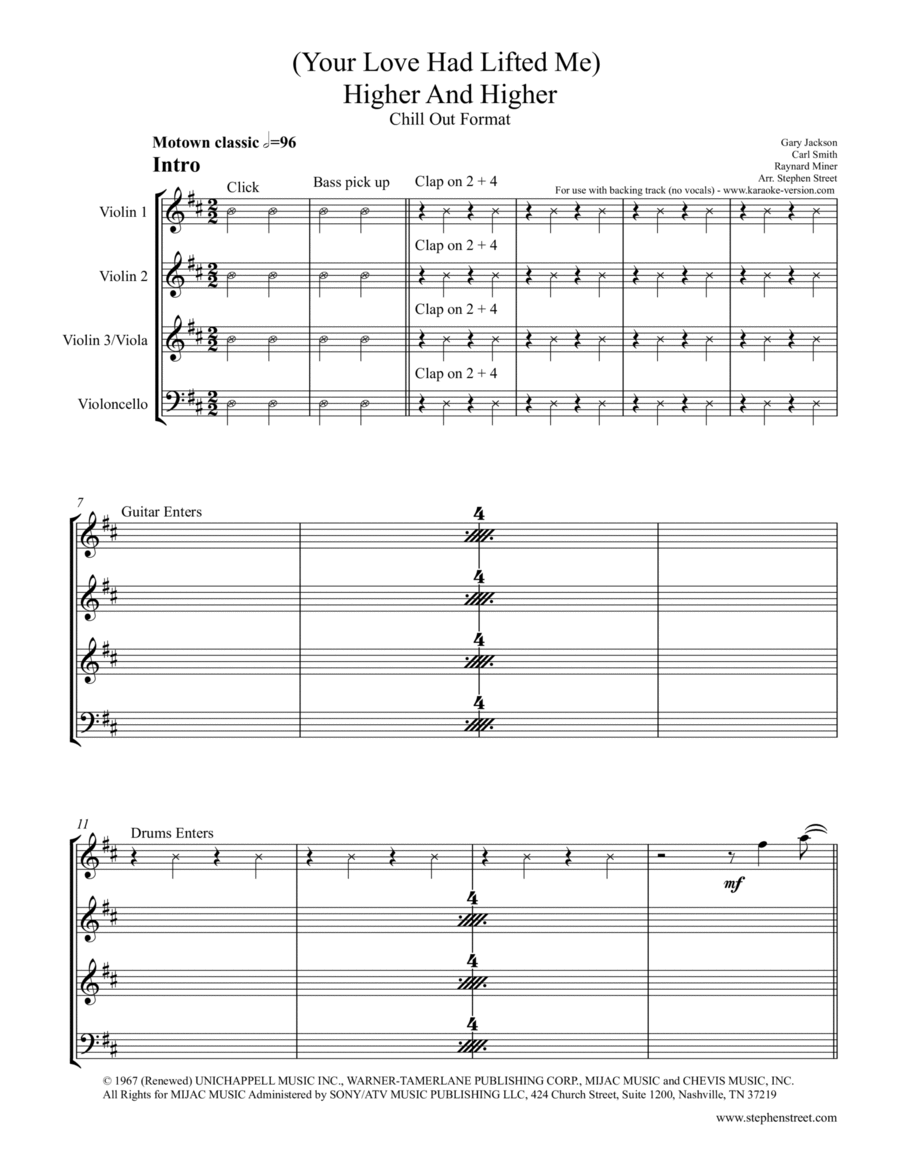 (your Love Has Lifted Me) Higher And Higher String Quartet scores gallery preview page 1