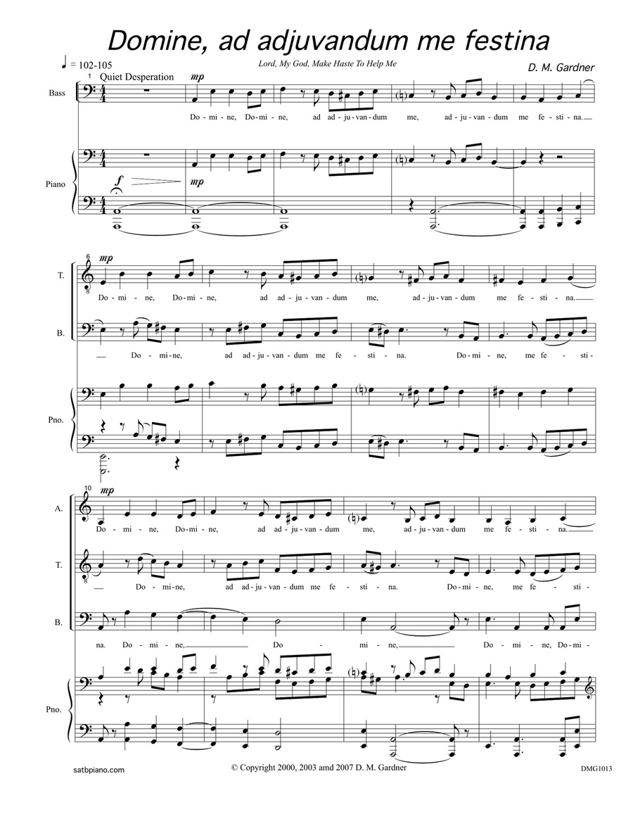 Domine ad adjuvandum me festina (SATB divisi and Piano or Organ) image number null