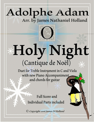 Book cover for O Holy Night (Cantique de Noel) Adolphe Adam Duet for Treble Instrument in C and Viola
