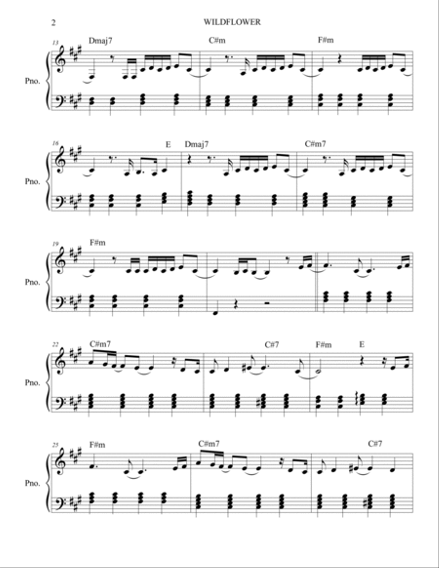 Wildflower Wildflower Piano Solo scores gallery preview page 2