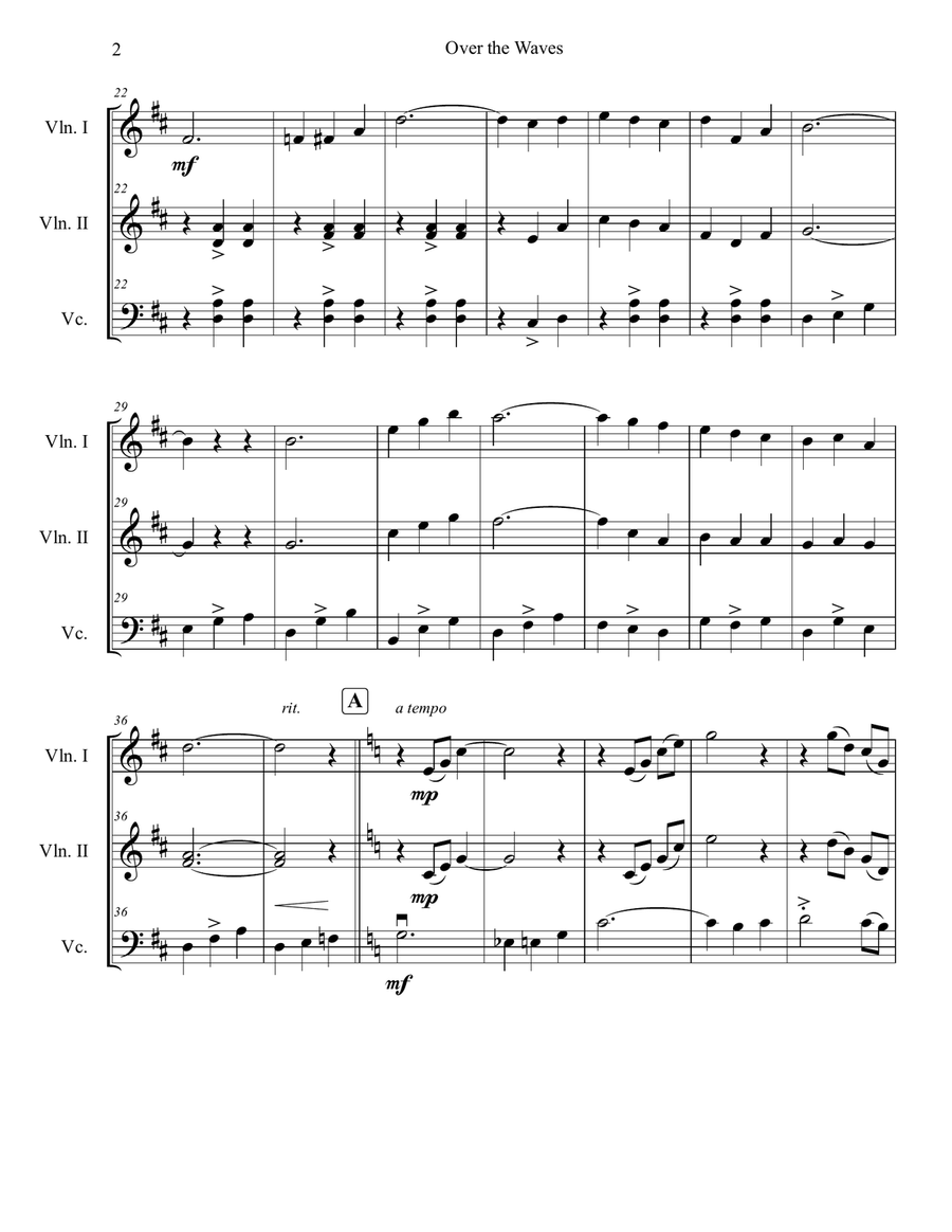 Over the Waves String Trio scores gallery preview page 2