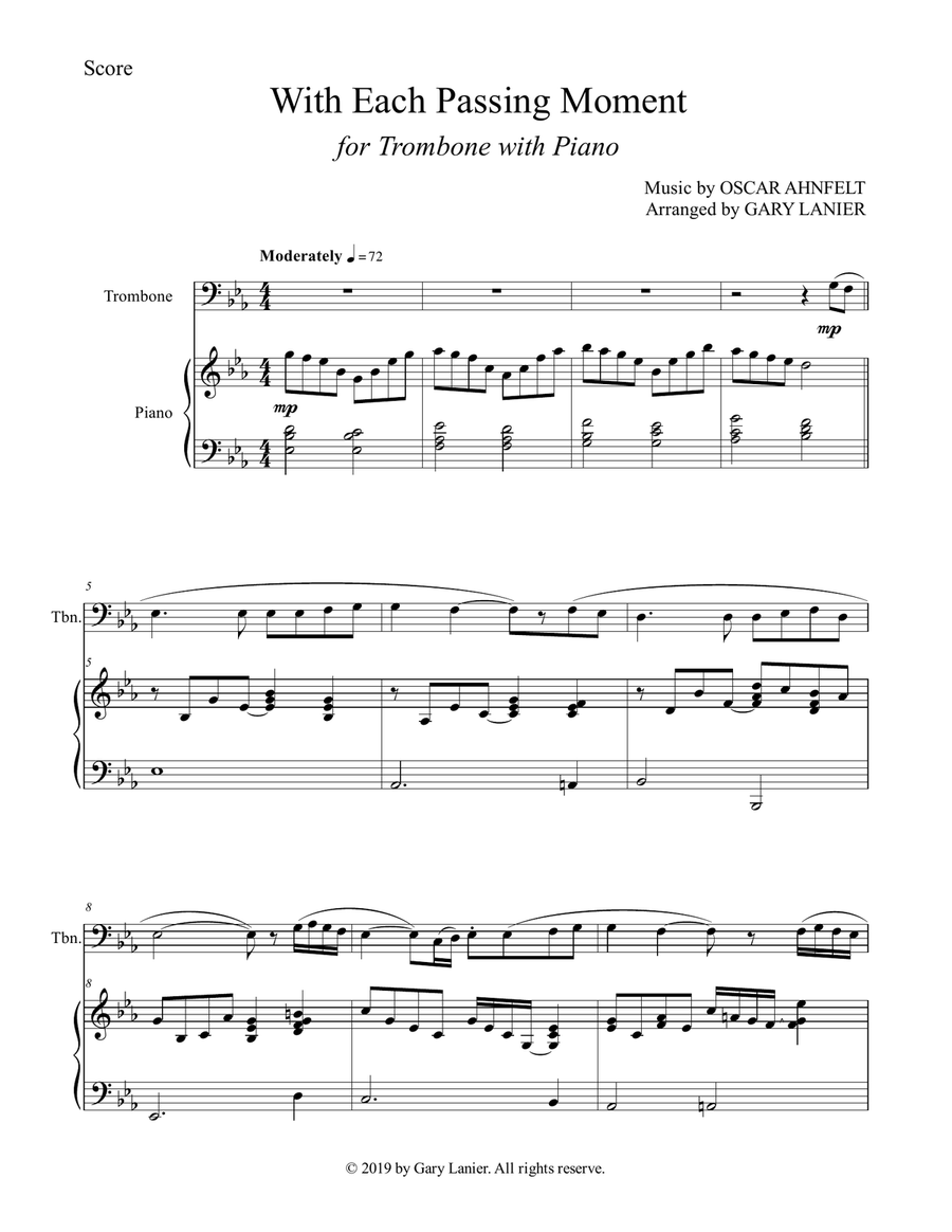 WITH EACH PASSING MOMENT (Trombone with Piano - Score & Part included) Piano scores gallery preview page 2