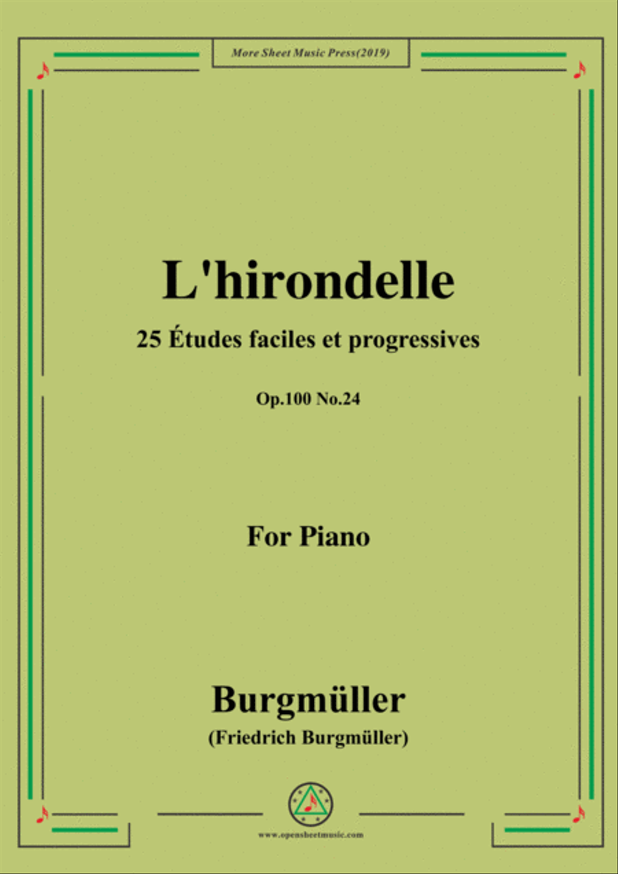 Burgmüller-25 Études faciles et progressives, Op.100 No.24,L'hirondelle Piano Solo scores gallery preview page 1