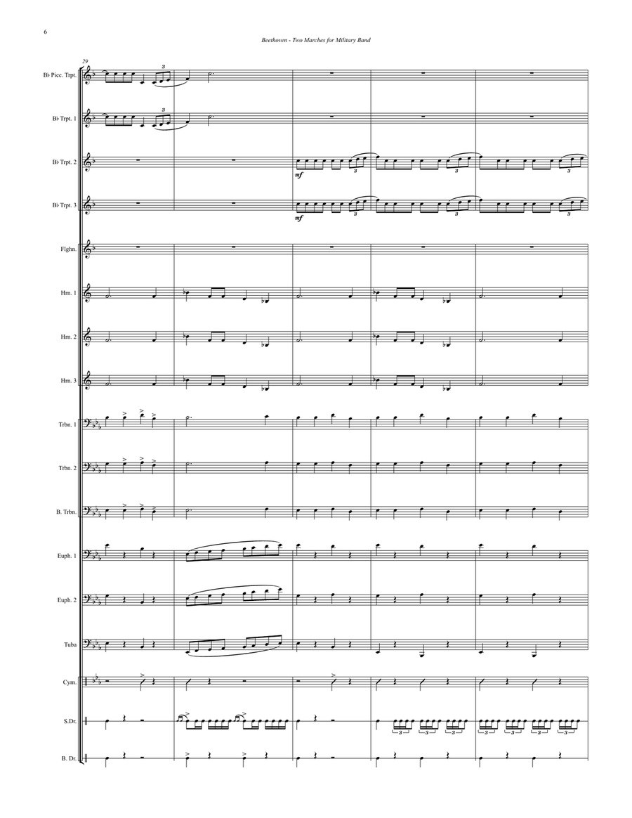 Two Marches for Military Band arranged for 14-part Brass Ensemble and Percussion Brass Ensemble scores gallery preview page 6