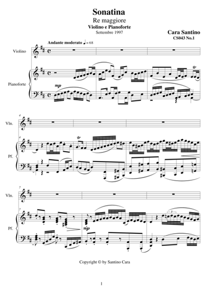 Sonatina in re maggiore per violino e piano image number null