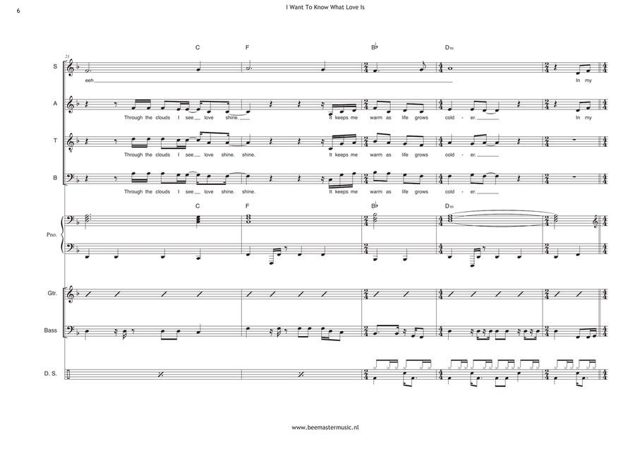 I Want To Know What Love Is 4-Part scores gallery preview page 6