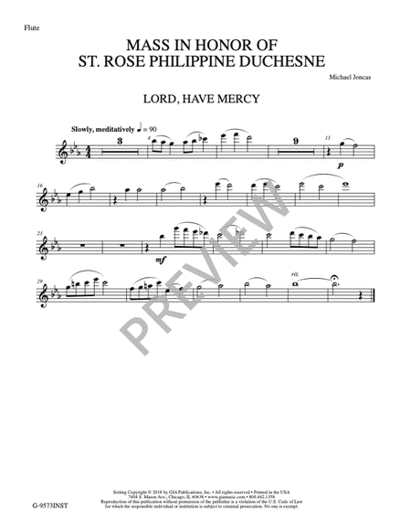 Mass in Honor of St. Rose Philippine Duchesne - Instrument edition