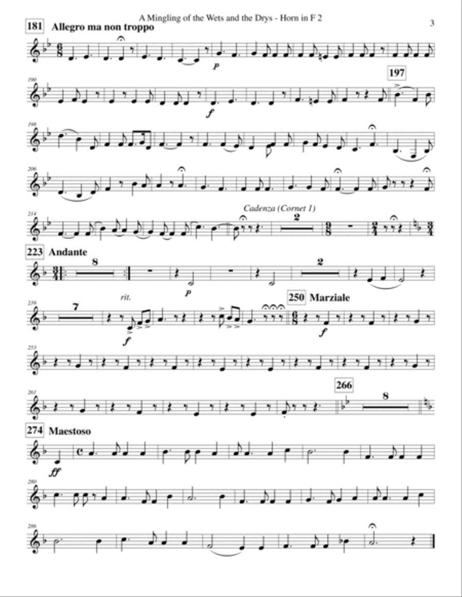 A Mingling of the Wets and the Drys - A Humoresque - Brass and Percussion Parts Concert Band scores gallery preview page 6