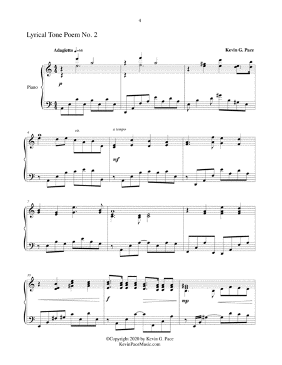 Lyrical Tone Poem No. 2, piano solo Piano Solo scores gallery preview page 2