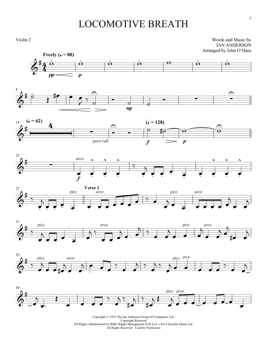 Loco (arr. John O'Hara) - Violin 2 String Quartet scores gallery preview page 1