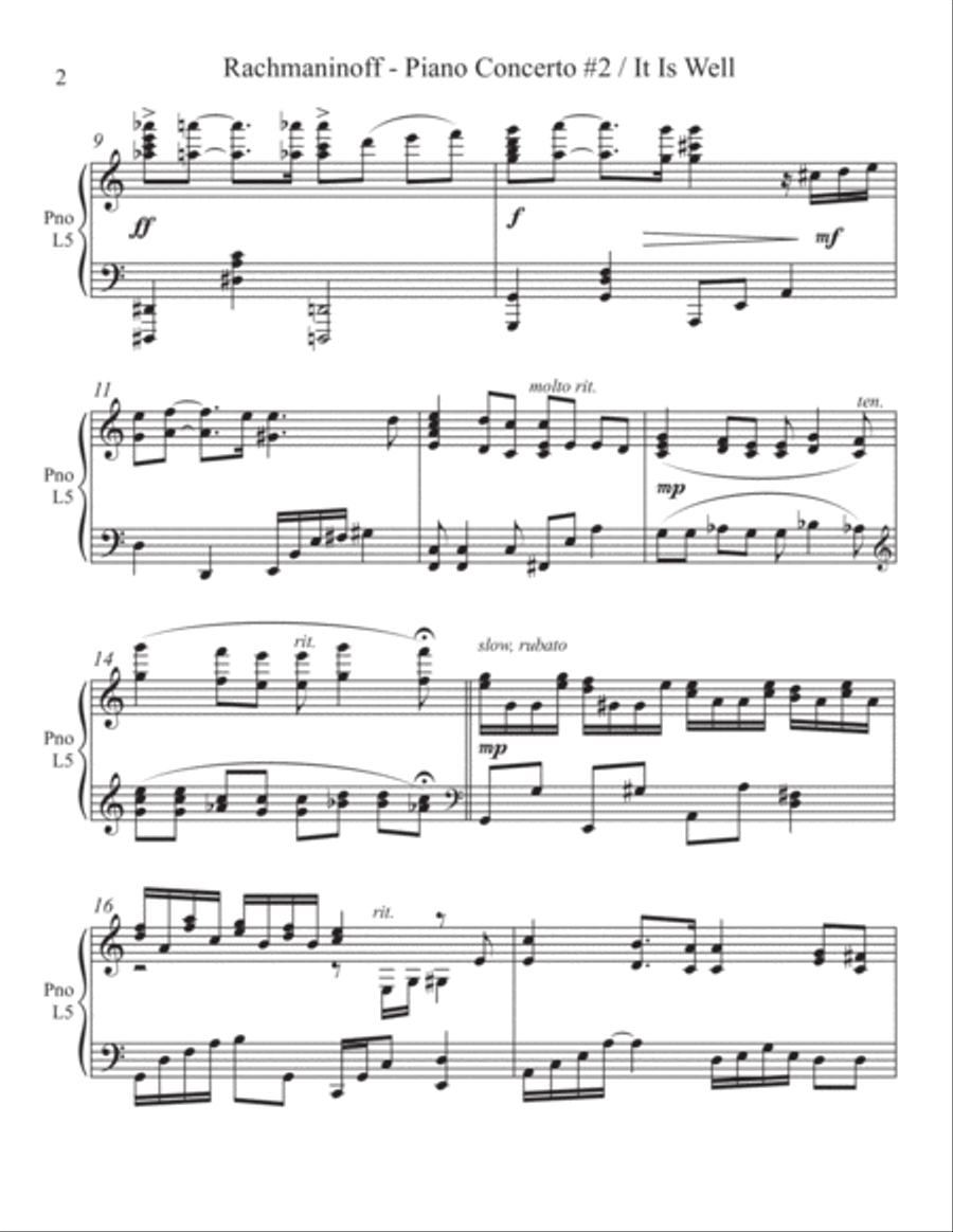 Concerto #2 (Rachmaninoff) / It Is Well (2 for 1 PIANO Standalone Arr's) Piano Method scores gallery preview page 3