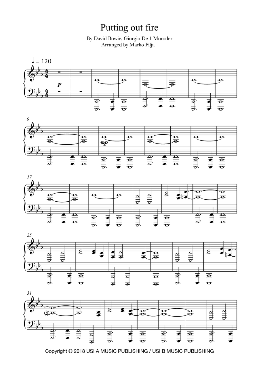 Cat People (putting Out The Fire) Piano Solo scores gallery preview page 1