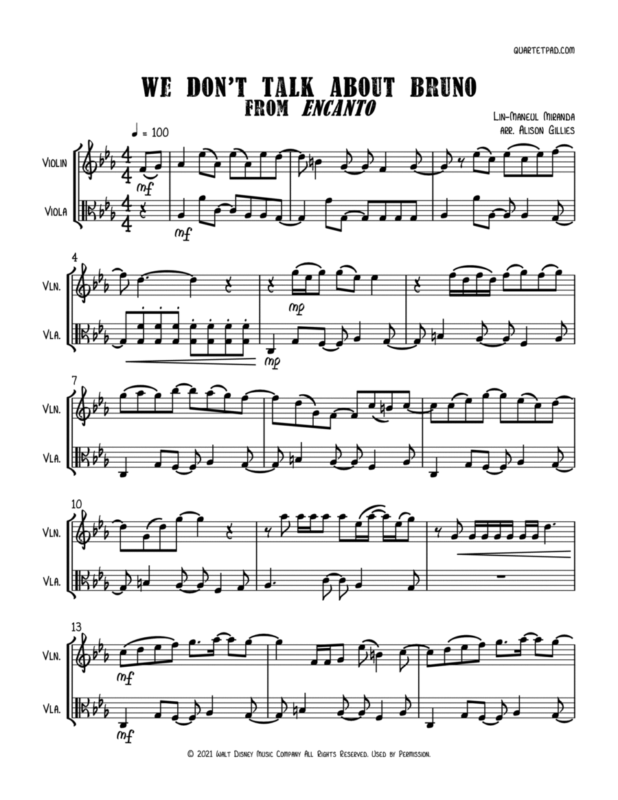 We Don't Talk About Bruno String Duet scores gallery preview page 1