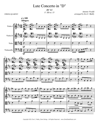 Concerto in D, RV 93 - ALL MOVEMENTS - Vivaldi - arranged for String Quartet