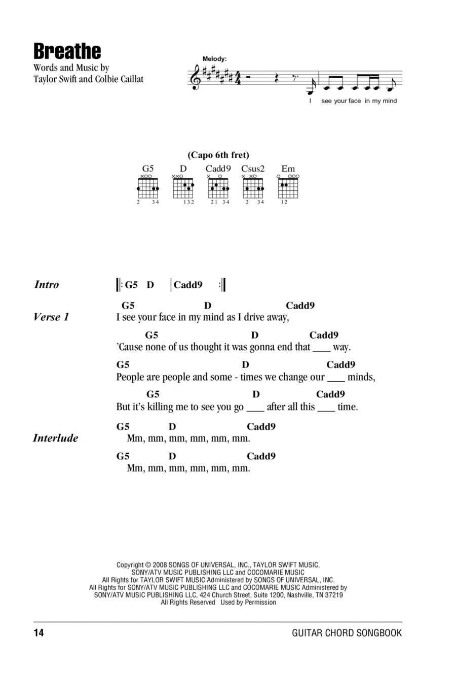 Breathe Acoustic Guitar scores gallery preview page 1