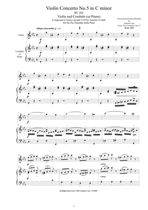 Book cover for Vivaldi - Violin Concerto No.5 in C minor RV 202 Op.11 for Violin and Cembalo (or Piano)