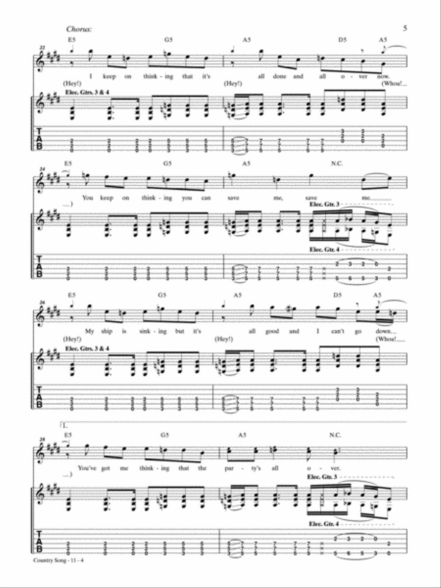 Country Song Guitar Tablature scores gallery preview page 4